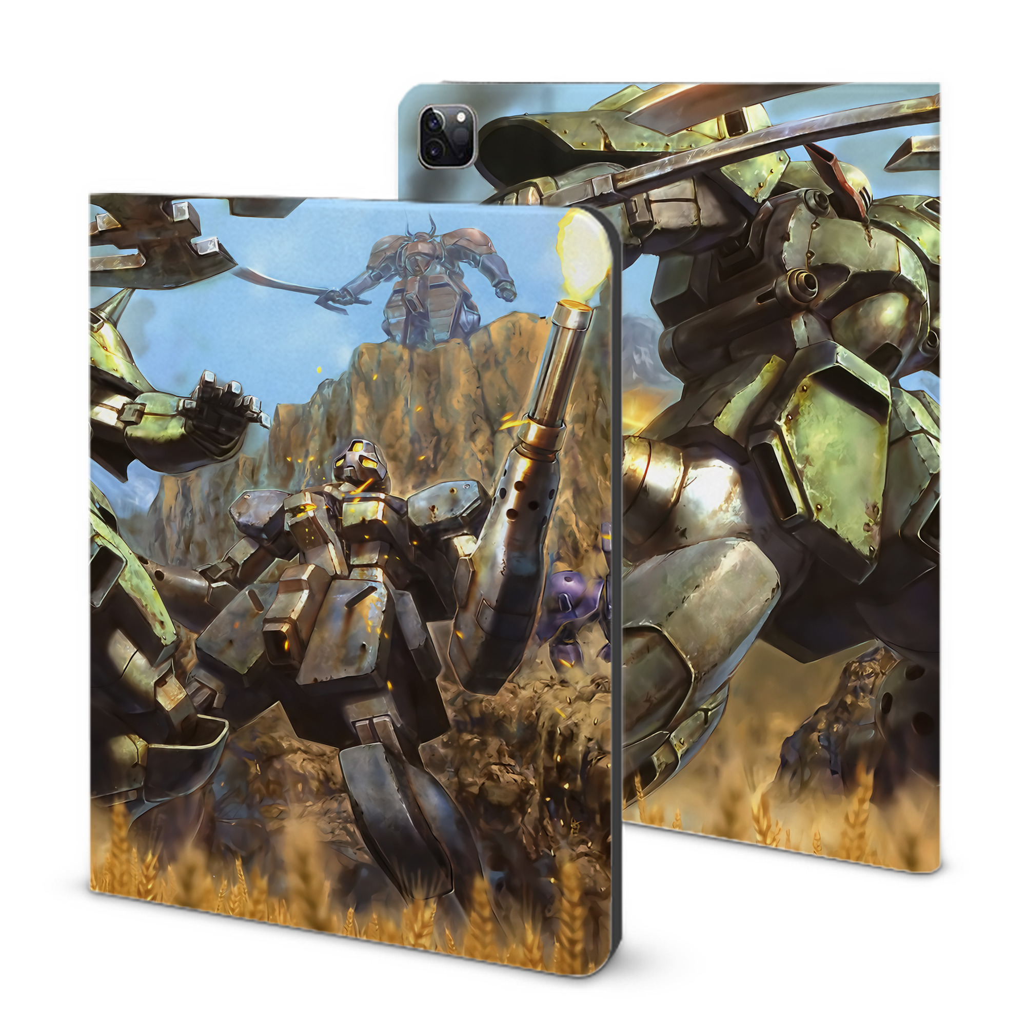 （画像用） 機動戦士ガンダム Mobile Suit Gundam IPad ケース ブック型 PUレザー TPU 耐衝撃 軽量 薄型 ペン収納なし 全面保護 IPad 各モデル対応